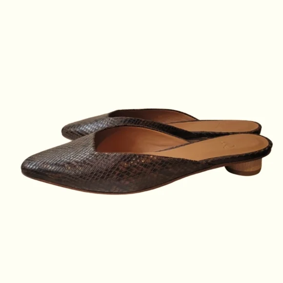 LOQ Brown Snakeskin Mules - Picture 3 of 6
